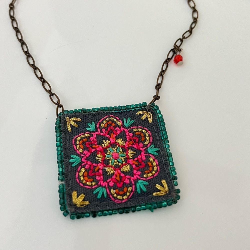 Natural Life Milagros Embroidered Prayer Pocket Necklace - Picture 2 of 4